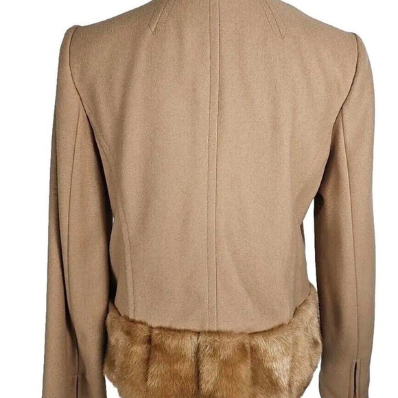 Banana Republic Camel Wool Faux Fur Zip Cuff Jacket Large, NEW! - Picture 2 of 5